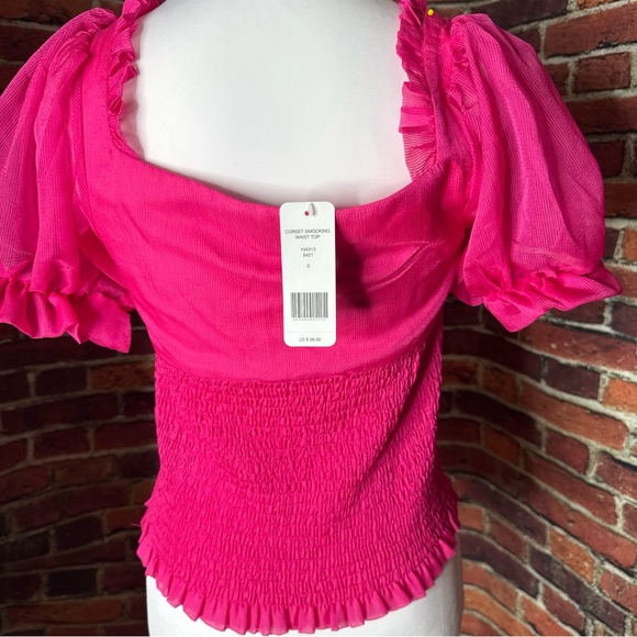 bebe Barbie Fuchsia Smocked Blouse - Picture 5 of 6